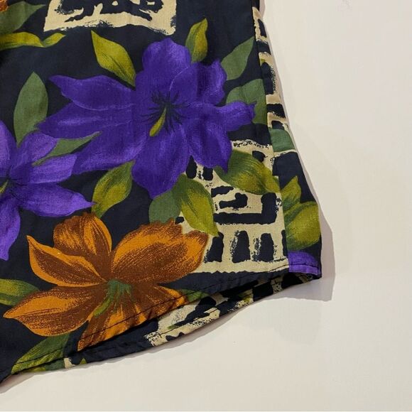 Vintage Cristin Stevens Floral Tribal Print Short Sleeve Button Up Blouse Size M - Picture 10 of 14